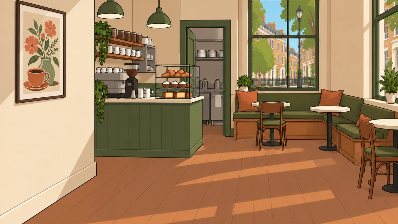 The café in daylight.